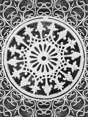 Seamless pattern in wrought iron design. Ethnic ornament. Perfect symmetry texture. Curved doodling motif. Binary monochrome black and white art.  Ironwork fantasy.
