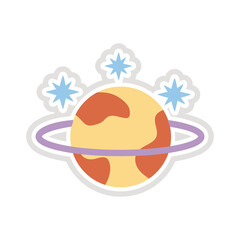 saturn planet sticker flat style icon