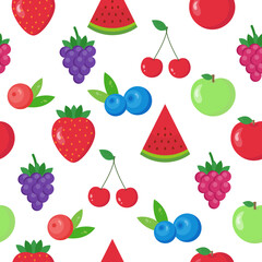 This is a seamless pattern of fruit on a white background.