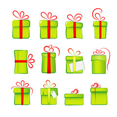 Vector icons of gifts and holiday boxes