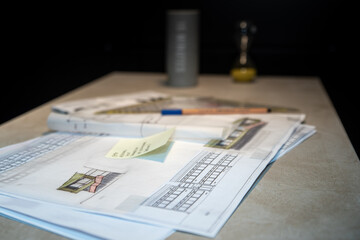 Entwurfsskizzen  im Architekterbüro