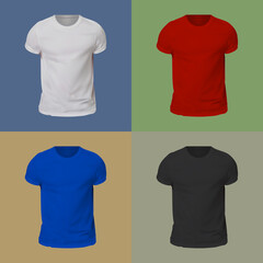 T shirt mockup. Blank T Shirt 4 color template