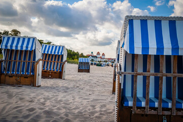Beach chair at the beach of Binz, Germany
