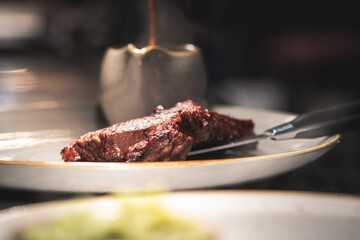 Pan fried sirloin steak.