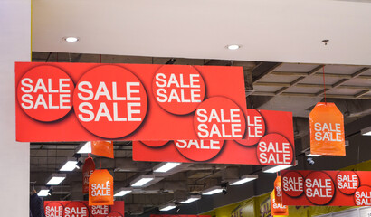 sale banner,sale poster,sale tag in fashion store at supermarket.