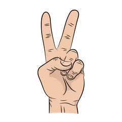 Icon victory hand, isolated on white background. Vector illustration EPS 10