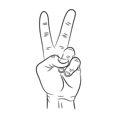 Icon victory hand, isolated on white background. Vector illustration EPS 10