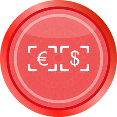 Currency exchange sign icon. Currency converter symbol. Money label. shiny button. Modern UI website button