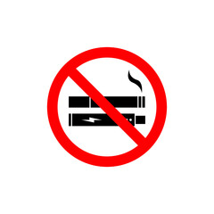 No Smoking including electronic cigarettes sign. Icon isolated on white background. Vector illustration EPS 10