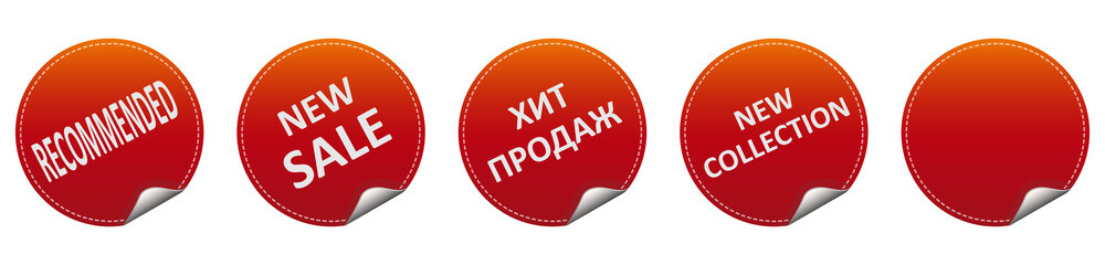 Red Stickers for shop product tags, new labels or sale posters and banners vector sticker icons templates Big sale, recommended, isolated on white background, Vector illustration EPS 10