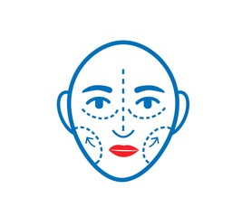 Cosmetic surgery line icon on white. Vector Face icon