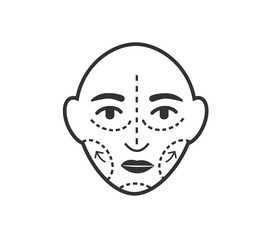 Cosmetic surgery line icon on white. Vector Face icon