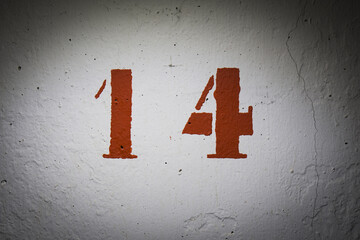 red number on white background