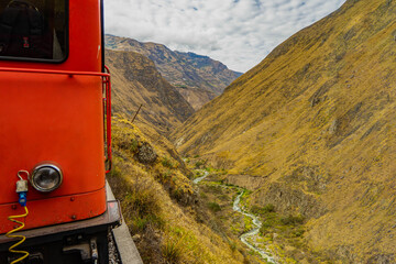 Fototapeta na wymiar Ecuador, view into the valley during the adventurous train ride from Alausi to Sibambe. 