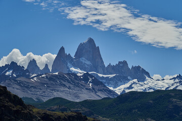 Mount Fitzroy  is a high and characteristic Mountain peak in southern Argentina, Patagonia, South America and a popular travel destination for hiking and trekking for tourists