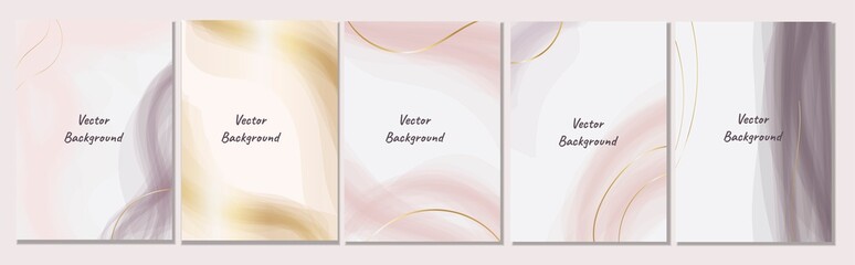 Fototapeta premium Set of vector abstract backgrounds with copy space for text. Design for social media, story, card, invitation, feed post. Modern style