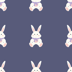 Seamless background with a plush hare. Suitable for backgrounds, cards and wrapping paper. Vector.