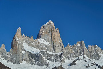 Mount Fitzroy  is a high and characteristic Mountain peak in southern Argentina, Patagonia, South...