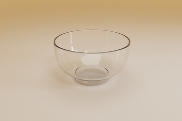 Empty glass bowl; 3d rendering