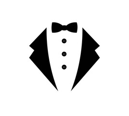 Symbol service dinner jacket bow. Tuxedo concept. Tux sign Butler gentleman idea