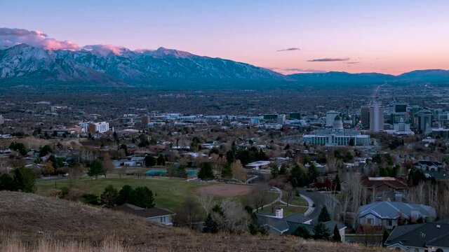 Salt Lake CIty, Utah - cityscape time lapse at sunset