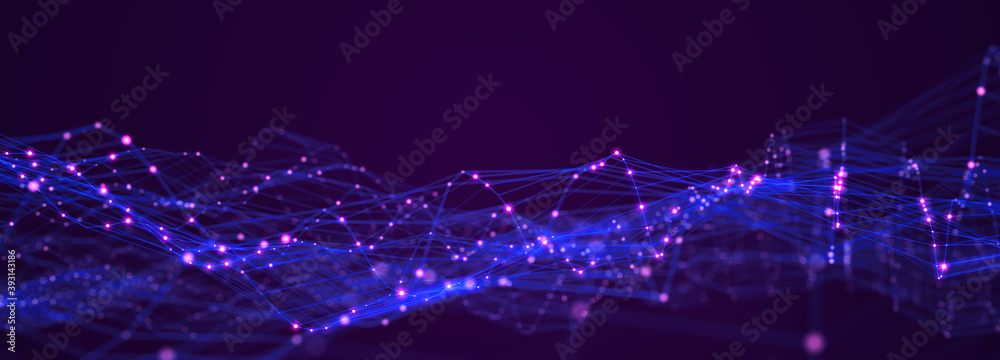 Fototapete Digital technology background. Network connection. Futuristic background for presentation design. 3d rendering.