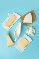 Set of different types of cheese
