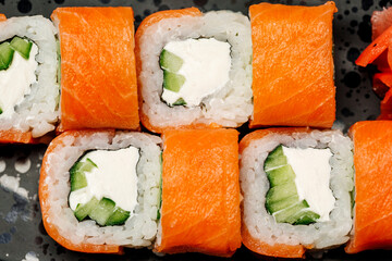 Sushi Roll on plate. Japanese cuisine