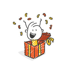 Strichfiguren / Strichmännchen: Überraschung, Geschenk. (Nr. 571)	