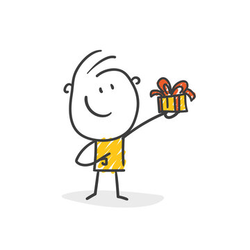 Strichfiguren / Strichm&auml;nnchen: Geschenk, Dankesch&ouml;n. (Nr. 46)