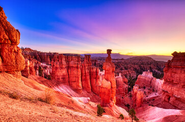 Thors Hammer in Bryce Canyon National Park during a Colorful Dusk, Utah
