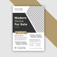Modern home for sale flyer design template With Vector