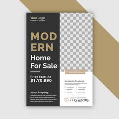 Modern home for sale flyer design template With Vector