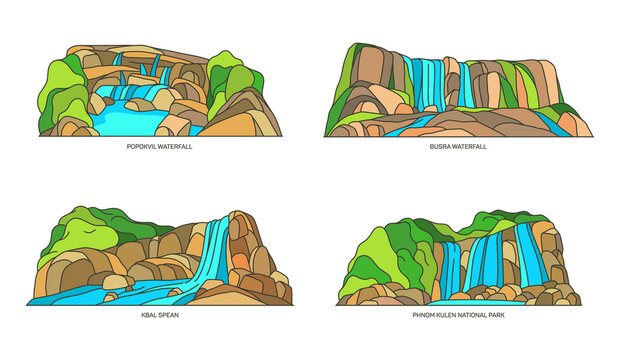 Cambodia landmarks or nature landscapes set