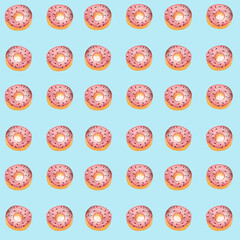 Fototapeta premium watercolor donuts illustration seamless pattern