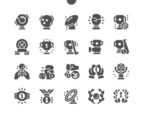 Sport trophy. Sport challenge. Trophy cup. Champion trophy, golden cup, sport award. Winner prize, champions. Vector Solid Icons. Simple Pictogram