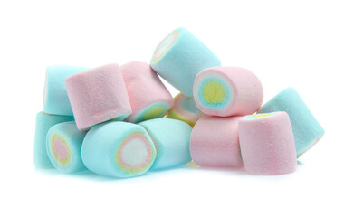 Fototapeta na wymiar colorful marshmallows candy isolated on white background