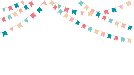 Flag Bunting garland color, holidays. Vector holiday illustration, template, on a white background.