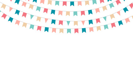 Flag Bunting garland color, holidays. Vector holiday ribbon, template, with space for text on a white background.