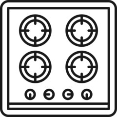 outline, isolated, icon, line, home, food, contour, cuisine, black, electric, cook, oven, burn, microwave, caution, burner, kitchen, cooking, vector, gas, stove, top, modern, button, interior, life, 