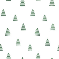 Obraz premium Seamless Christmas background with decorative pixel Christmas trees