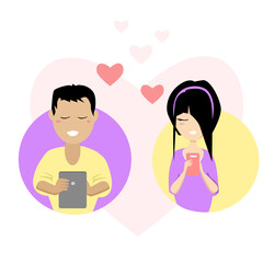 virtual love of two lovers via smartphones