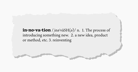 Innovation Definition on a Torn Piece of Paper  - obrazy, fototapety, plakaty