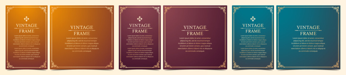 高級感のある　フレームデザイン　テンプレートセット　ラグジュアリー　ゴージャス　ビンテージ　アンティーク	

