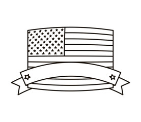 united states of america flag with tape frame line style icon