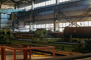 Fototapeta na wymiar Metalworking workshop. Machine tools in pipe factory