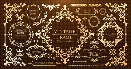 高級感のあるフレームデザイン　テンプレートセット　ラグジュアリー　ゴージャス　ビンテージ　アンティーク	