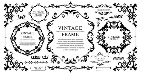 高級感のある　フレームデザイン　テンプレートセット　ラグジュアリー　ゴージャス　ビンテージ　アンティーク	
