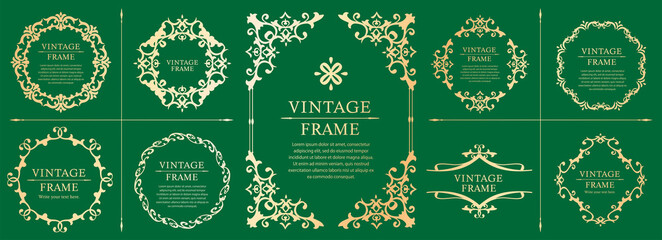 高級感のある　フレームデザイン　テンプレートセット　ラグジュアリー　ゴージャス　ビンテージ　アンティーク	
