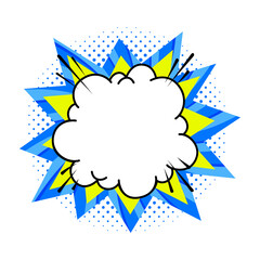 Comics pop-art style empty bang shape on a multi color twisted background.